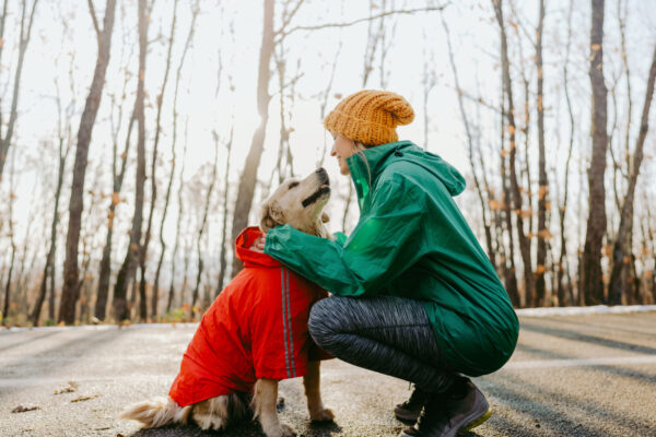 Sporty woman and her dog